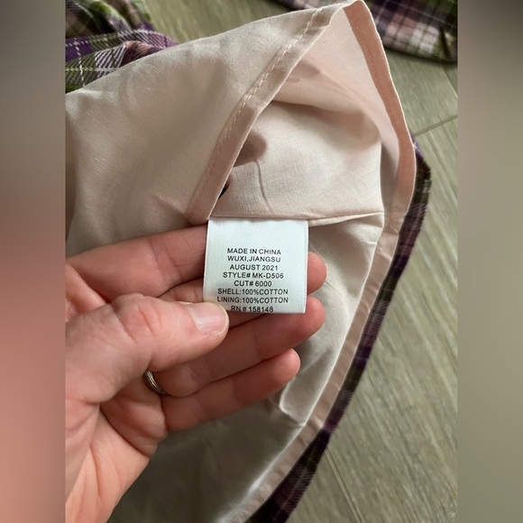 NWT Maison Me Girls Purple, Pink, and Green Plaid Flannel Dress - Size 8 - Picture 5 of 7